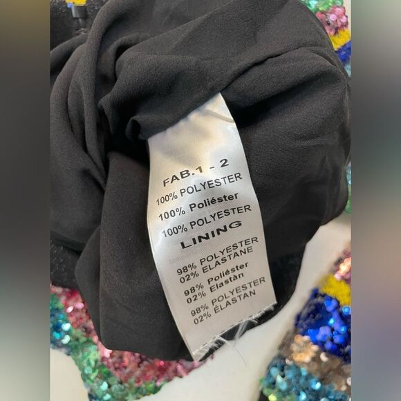 BEBE Sequin Bling Bomber Jacket Women Small Multicolor Striped Colorblock - Picture 5 of 6